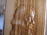 'Bas-relief of Samuel Hahnemann' made of chestnut wood (sold)
